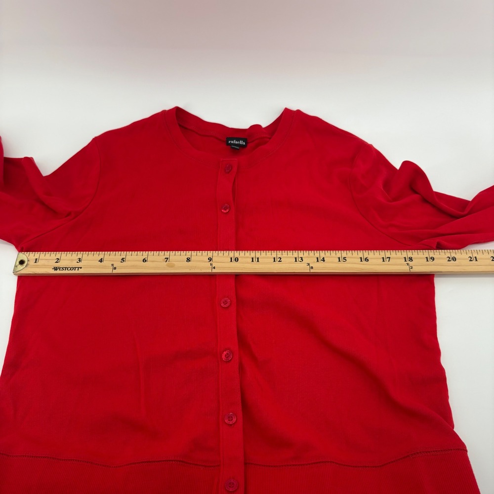 Rafaella  L Tomato Red Long Sleeve Cotton‎ Knit Button Front Cardigan Sweater - Picture 3 of 7